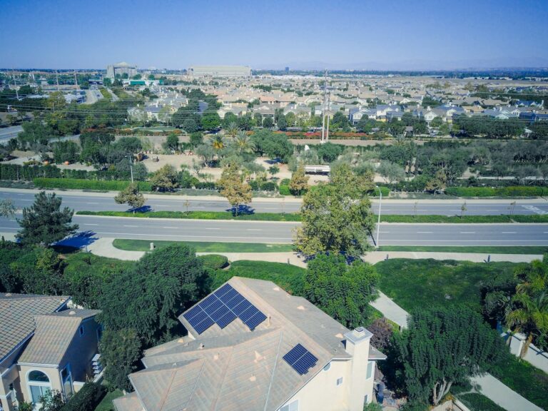 aerial view of residential houses