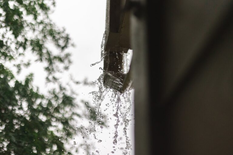 water on the gutter in macro shot photography